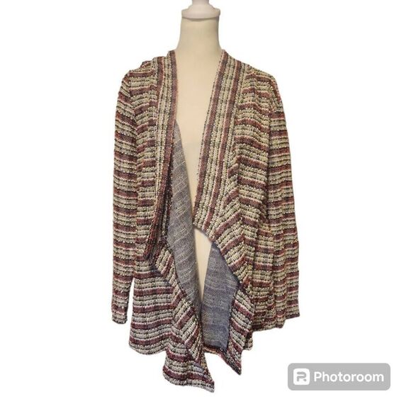 Ruby Rd Long Sleeve Wrap Around 100% Cotton Front Knit Cardigan Multicolor Women - Picture 2 of 8